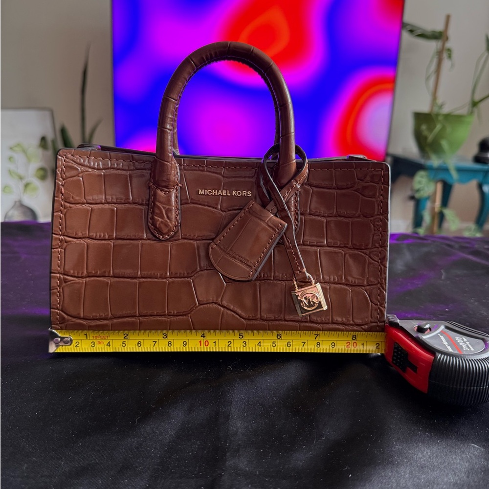 Michael Kors Brown Satchel with Crocodile Embossing